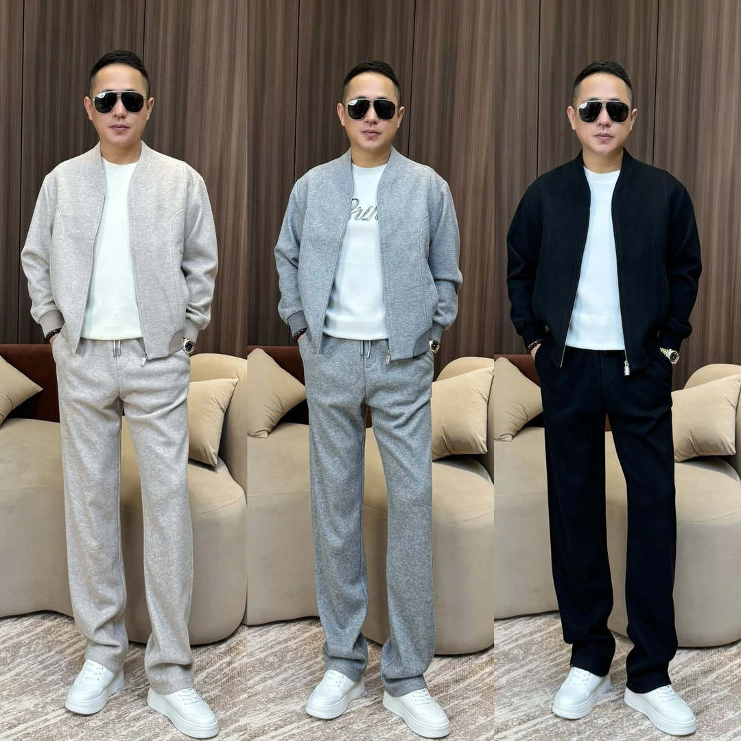 孙先生｜羊毛醋酸混纺秋季男款V领外套直筒裤套装36083