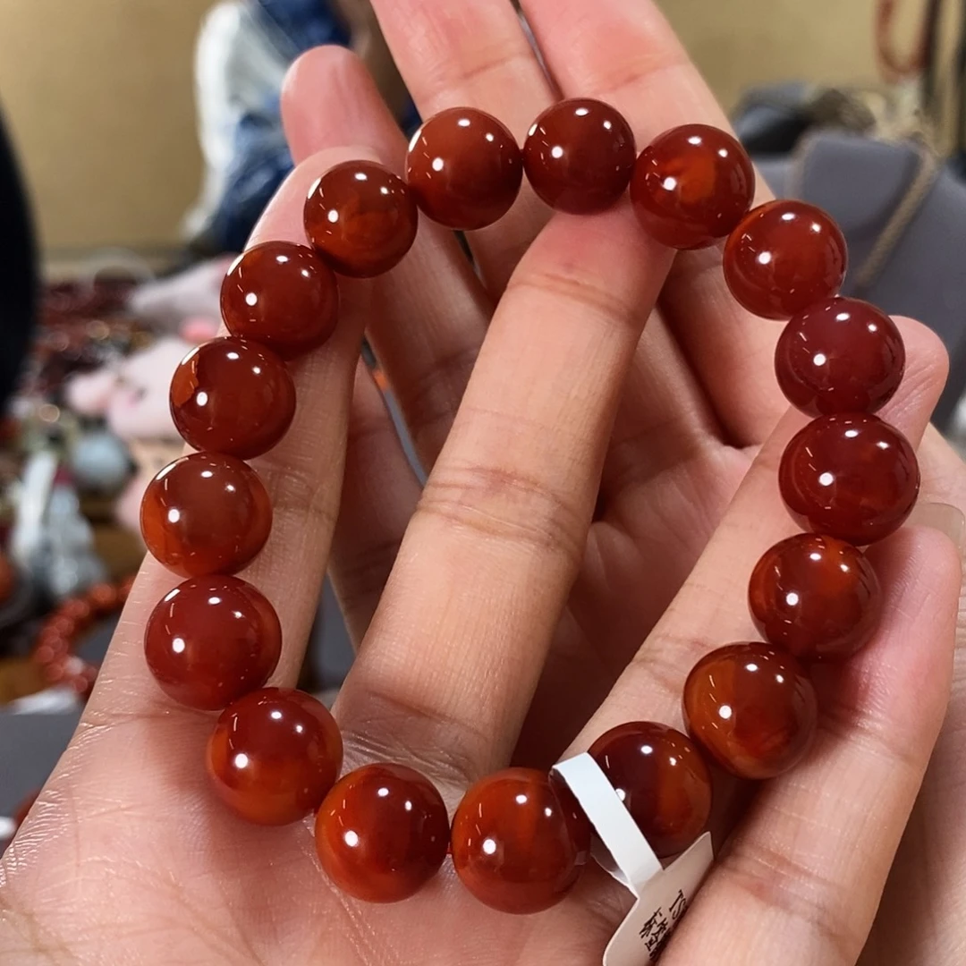 未镶嵌单圈12mm原矿南红玛瑙桃***主