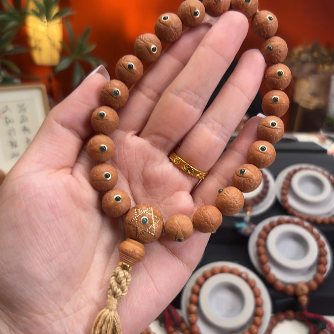 凤眼菩提手串小**士12毫米镶嵌玛n