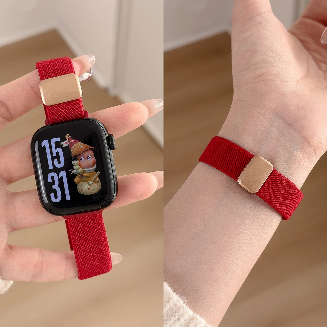 AW适用苹果手表s10表带applewatch9/8/7编织尼龙磁吸iwatch11高级