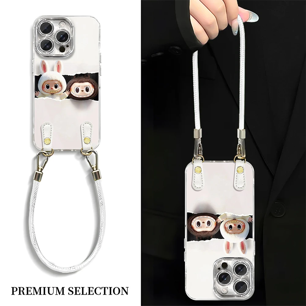 创意撕纸小怪兽适用于苹果16新款华为Mate60全包挂绳手机壳ZX0069