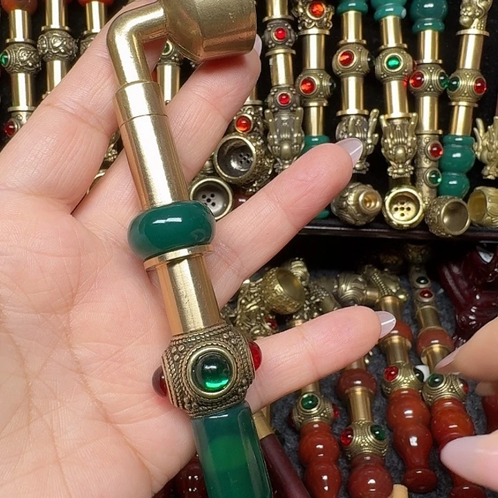 黄铜绿色烟锅2公分