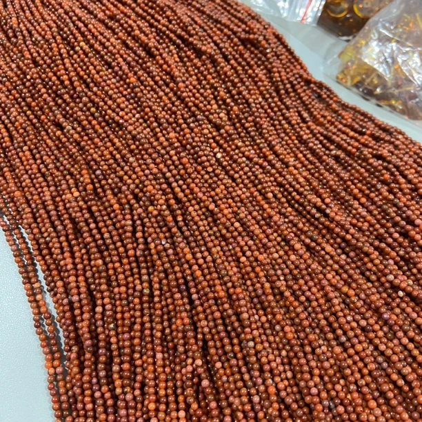 2条2mm天然满肉南红圆珠天然石玛瑙项链佛珠diy串珠半成品