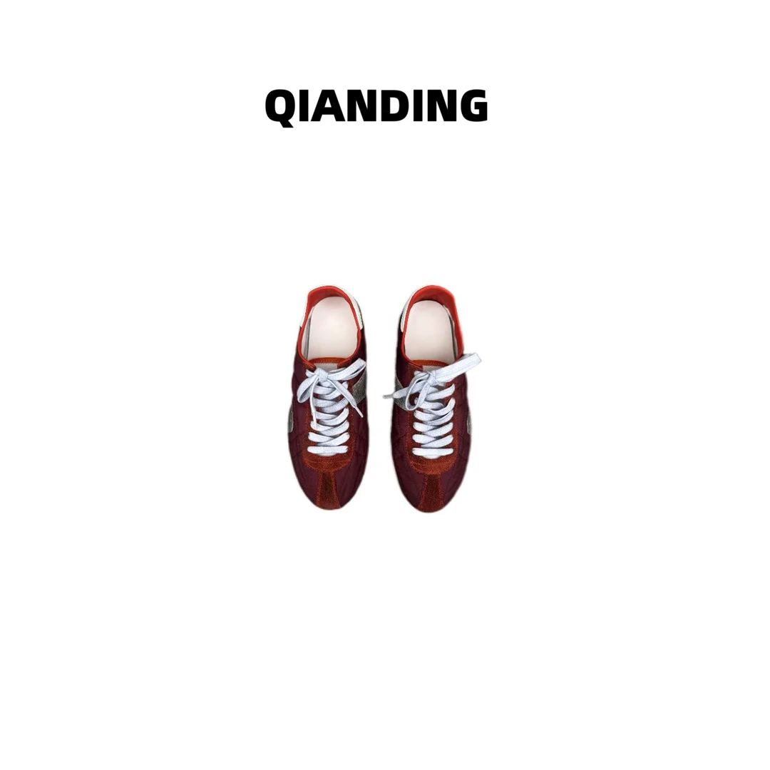 【QIANDING】美式复古牛皮牛绒拼接德训鞋A250099