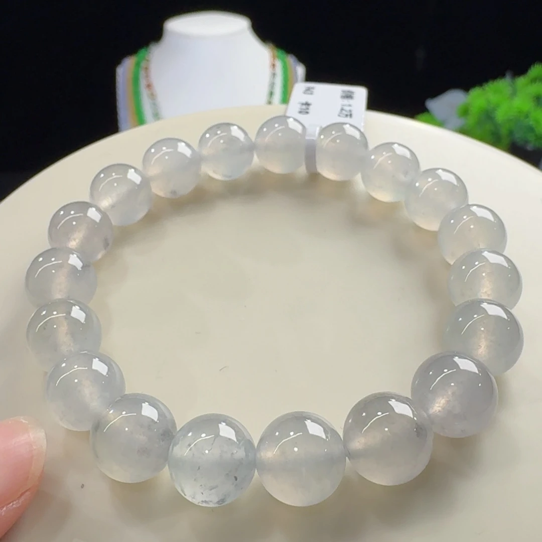 翡翠未镶嵌手链高冰冰咖色单圈卡10mm