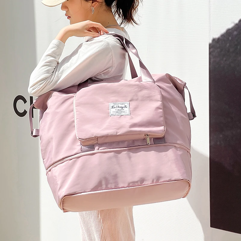 旅行包大容量女超大拉杆手提出差便携待产收纳包运动健身包行李袋