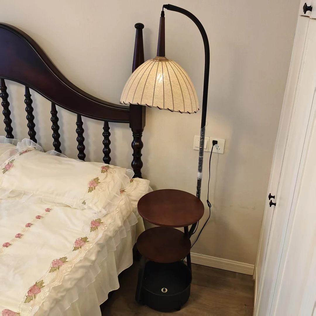 【全国包邮】客厅法式中古风落地灯床头美式置物复古轻奢落地灯