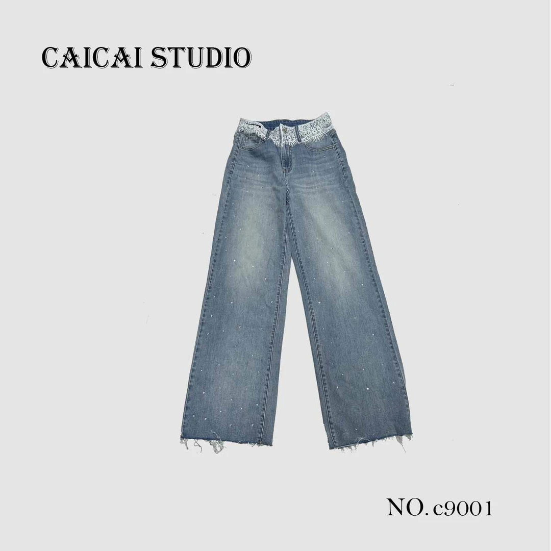CAICAI休闲女士百搭显瘦时尚牛仔裤C9001