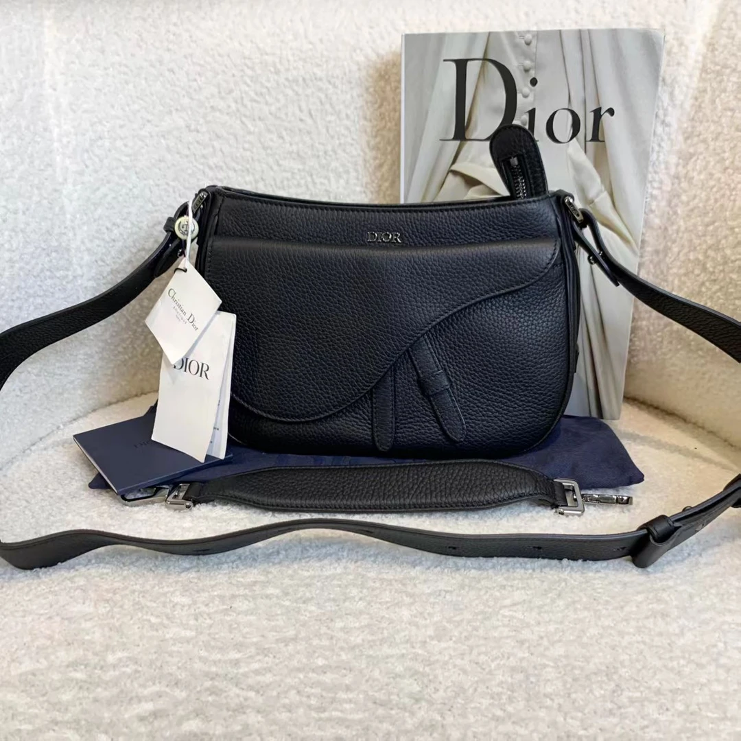 99新 DIOR/迪奥 壹臻/黑色全皮马鞍包 16197930