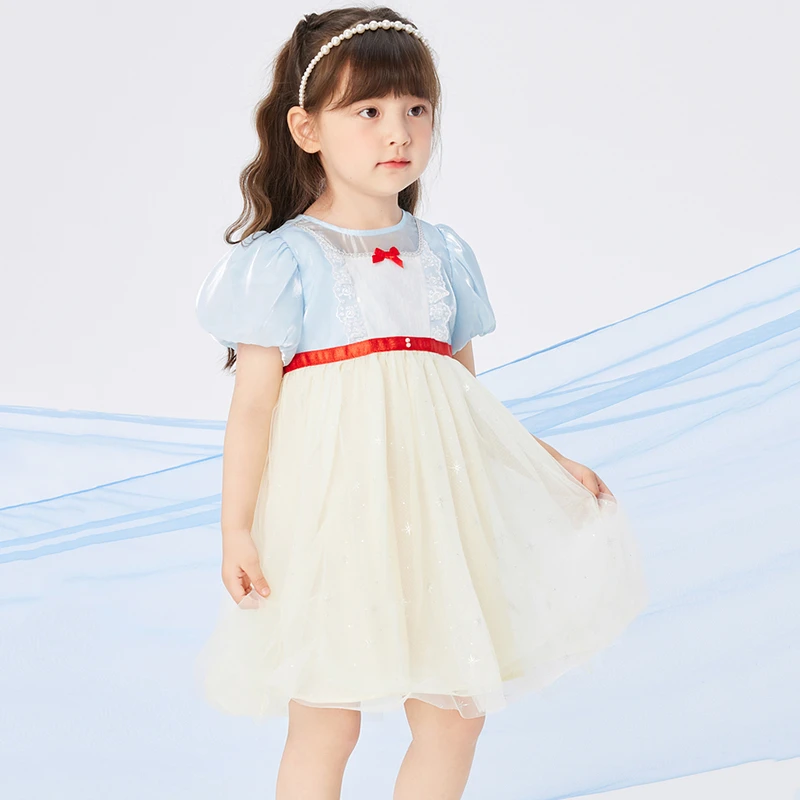 商场同款女童连衣裙宝宝白雪公主裙纱裙洋气女孩夏季新款裙泡泡袖