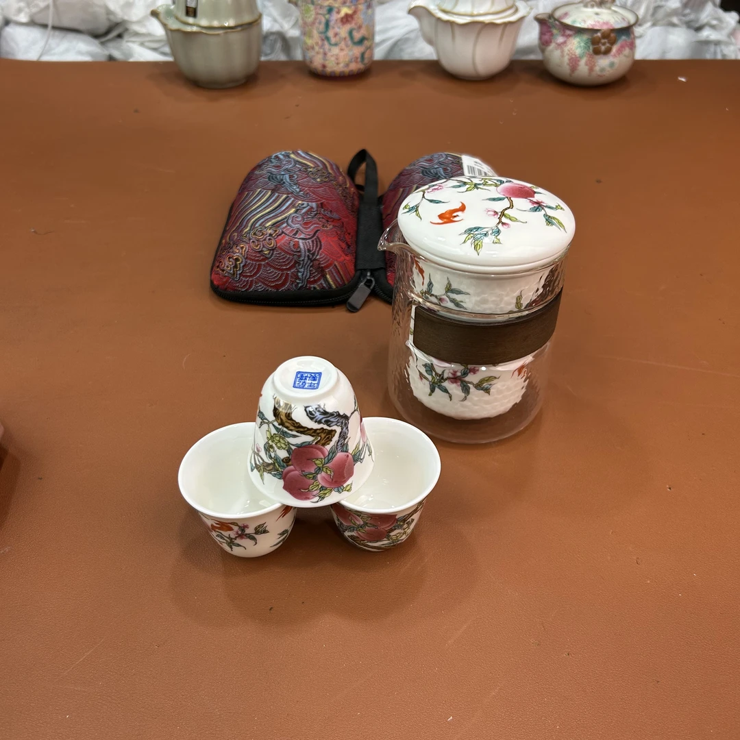g386-九桃五福一壶三杯旅行茶具套装