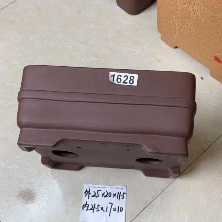 花盆紫砂  紫泥宽带加深长方1628