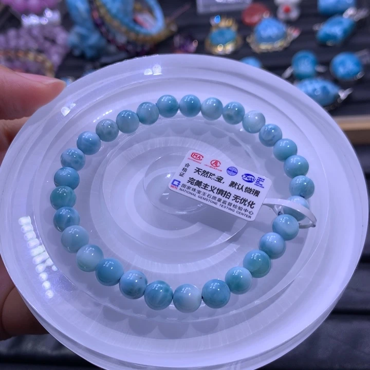 未镶嵌针钠钙石（海纹石）手链7m手串色差略异