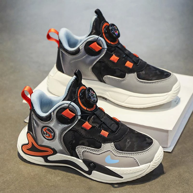 童鞋男童2025秋季新款儿童旋纽扣跑步运动鞋中大童男孩潮酷老爹鞋