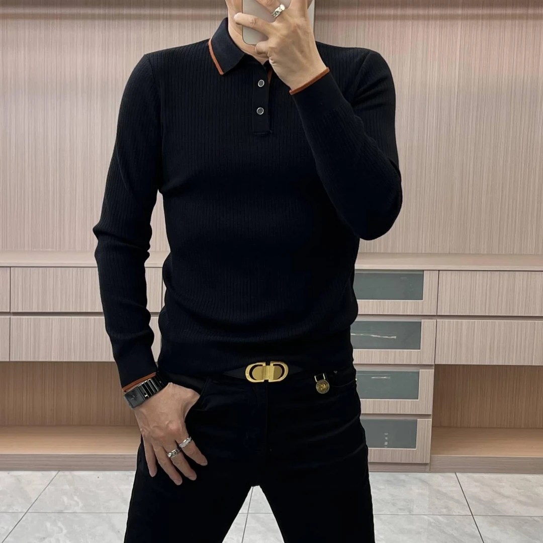 冬男士轻奢针织衫简约大气高档毛衣商务休闲毛衣弹力舒适保暖潮流