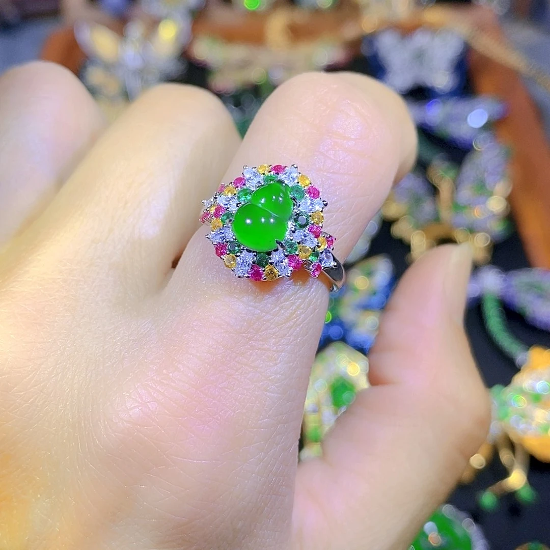 吊坠(不含链)银S925镶嵌翡翠