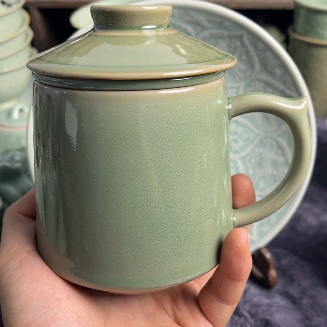 瓷微瑕素面茶漏盖杯
