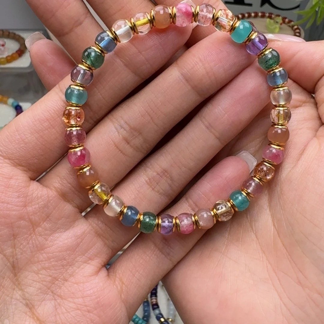 银S925镀金镶嵌水晶手链