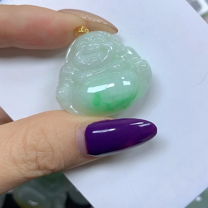 翡翠18K金镶嵌颈饰挂件