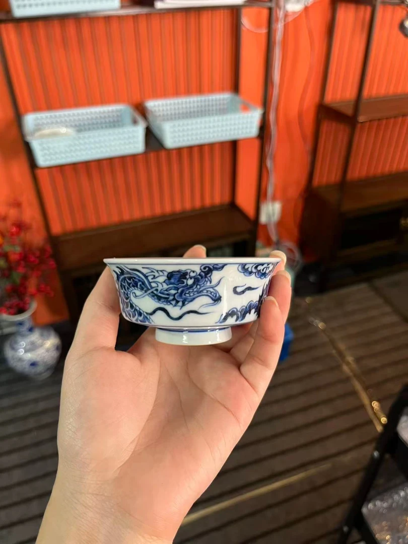 刘建锋窑仿元龙纹马蹄杯顺丰包邮到家LJF259茶杯