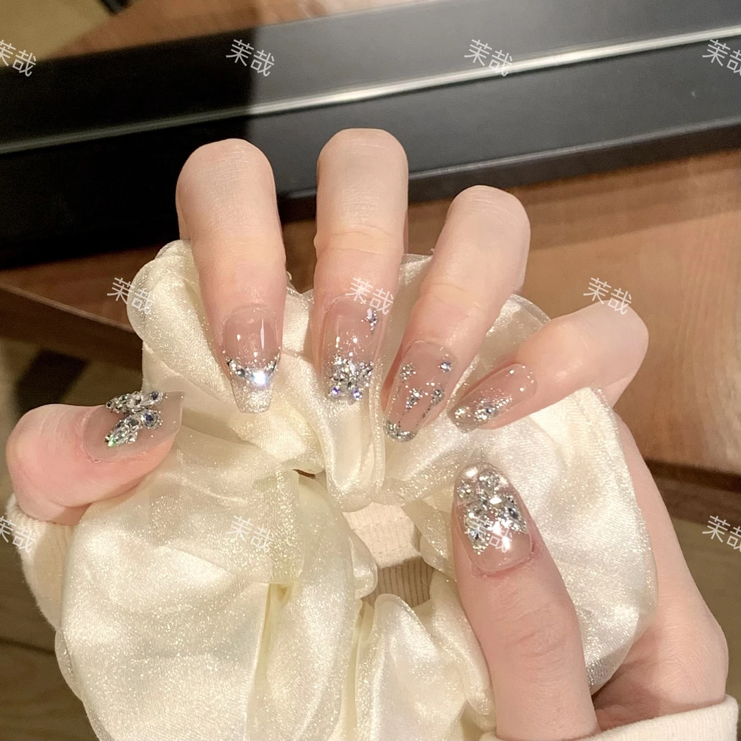 茉哉安娜【白月梵星】纯手工定制美甲拆卸穿戴甲A3607