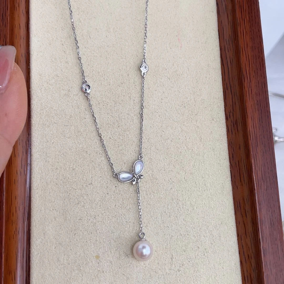海水珍珠银S925镶嵌颈饰