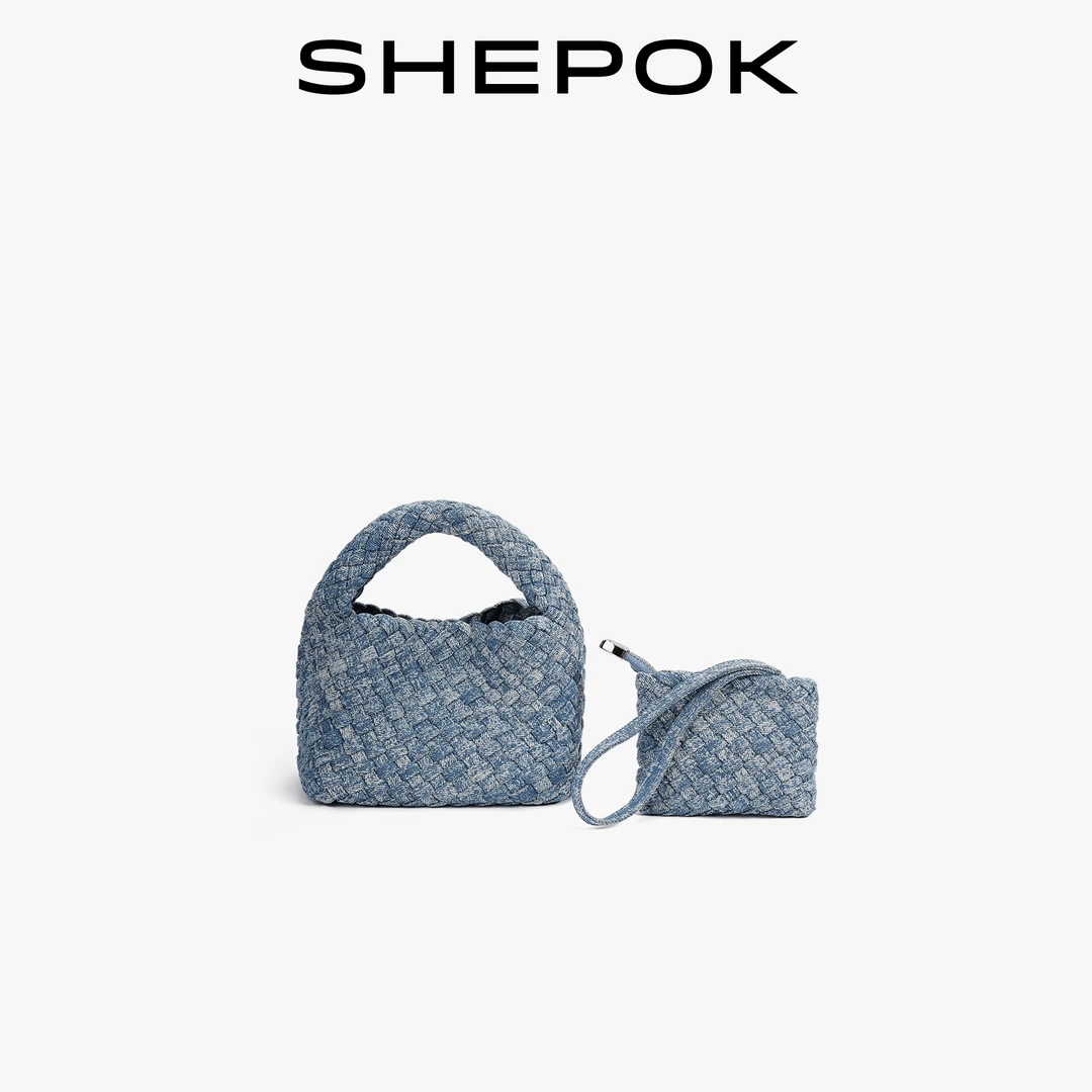SHEPOK西泊克编织包小水桶包链条包迷你手拎包单肩斜挎包手提包