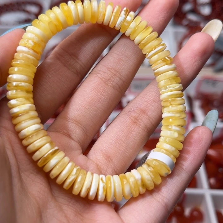 蜜蜡未镶嵌手链精工直切药片8.5+mm