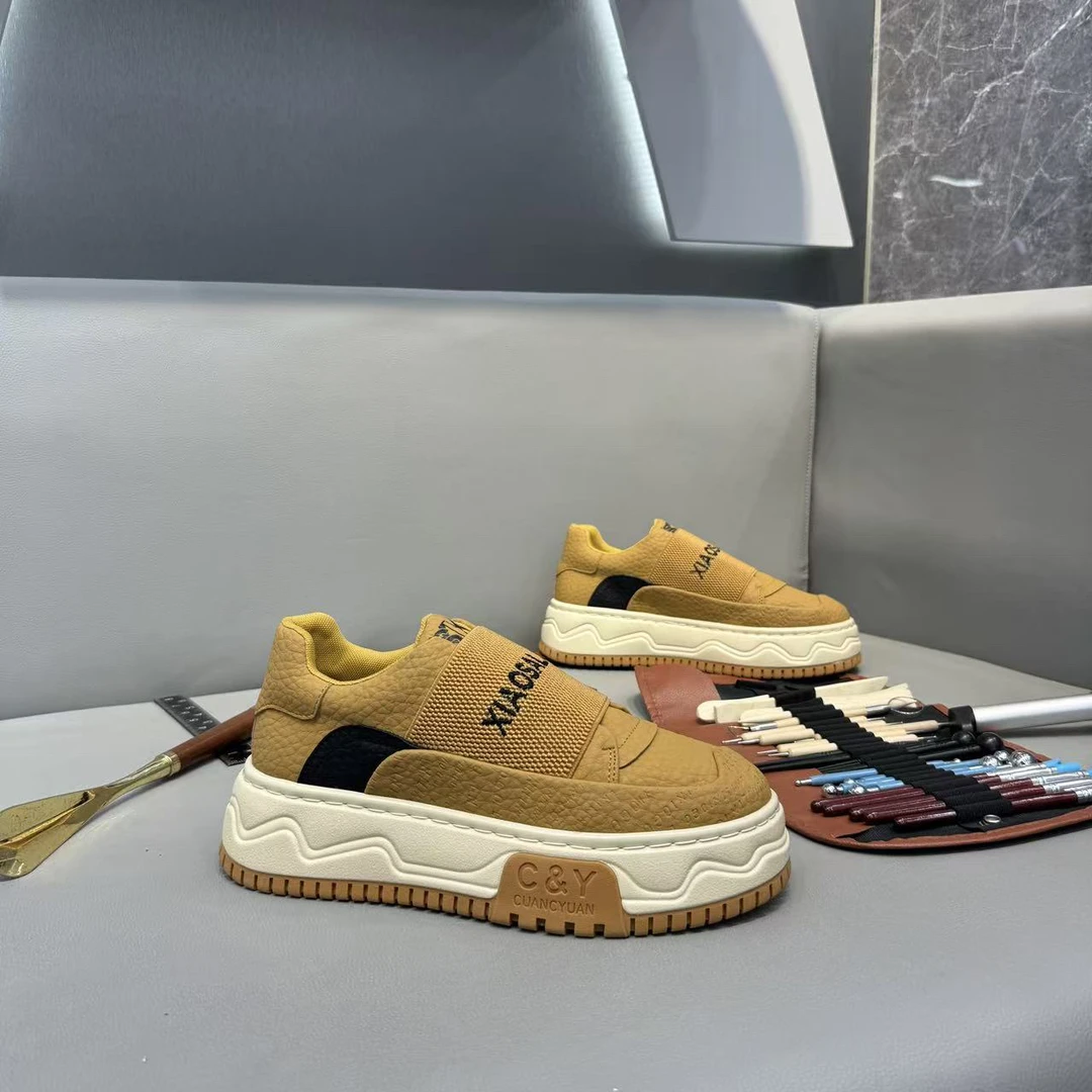 单鞋潮流系带板鞋青年休闲板鞋车缝线秋冬一脚蹬鞋子