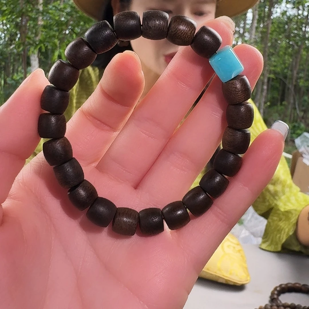 沉香香囊沉香文莱鼓珠单圈卡08绿松发一沉水级