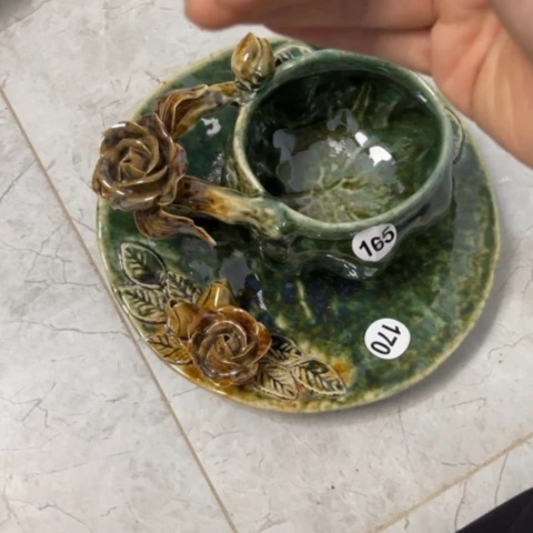 盘小*糊熠樹日式手捏餐具茶具