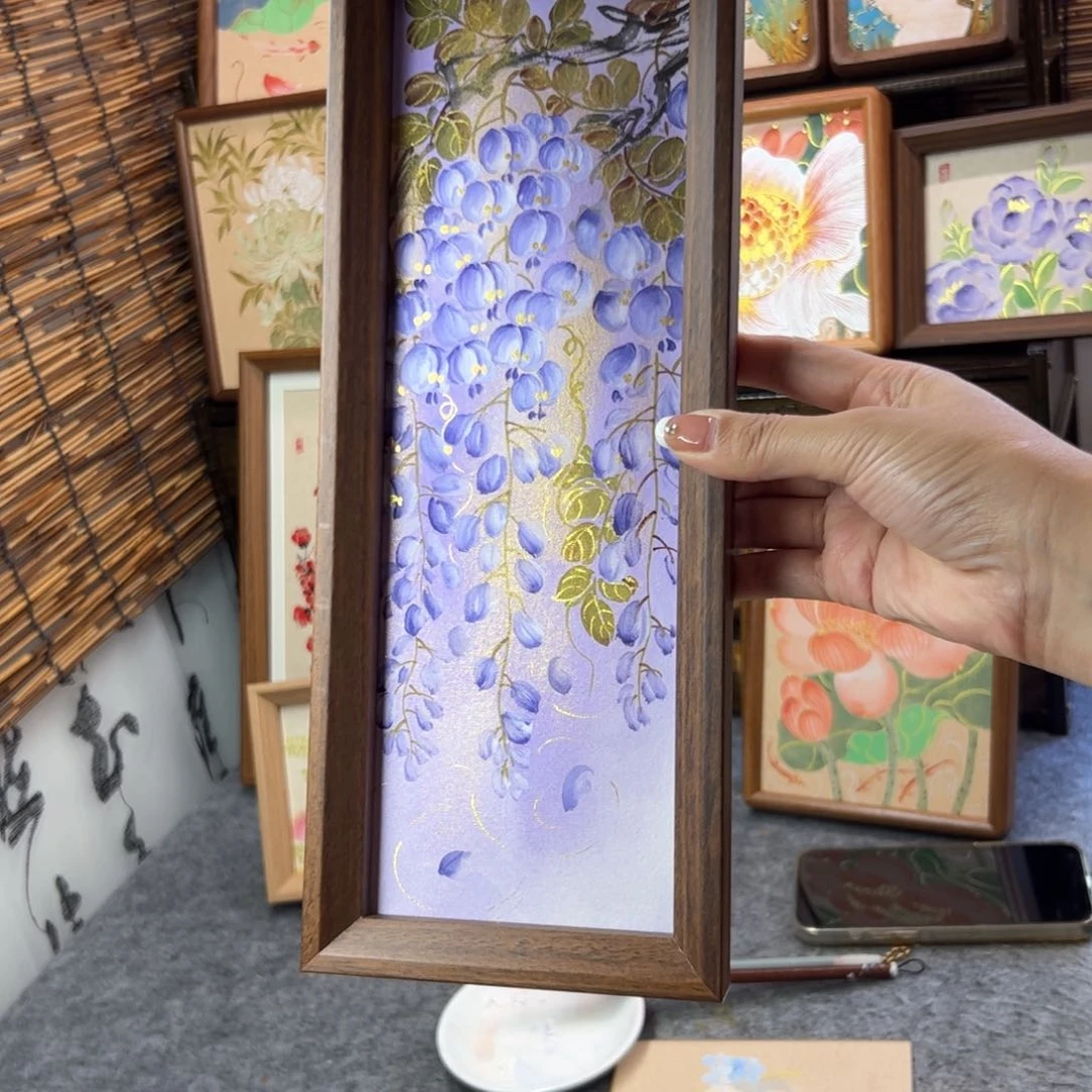 国画紫藤花原创手绘国画