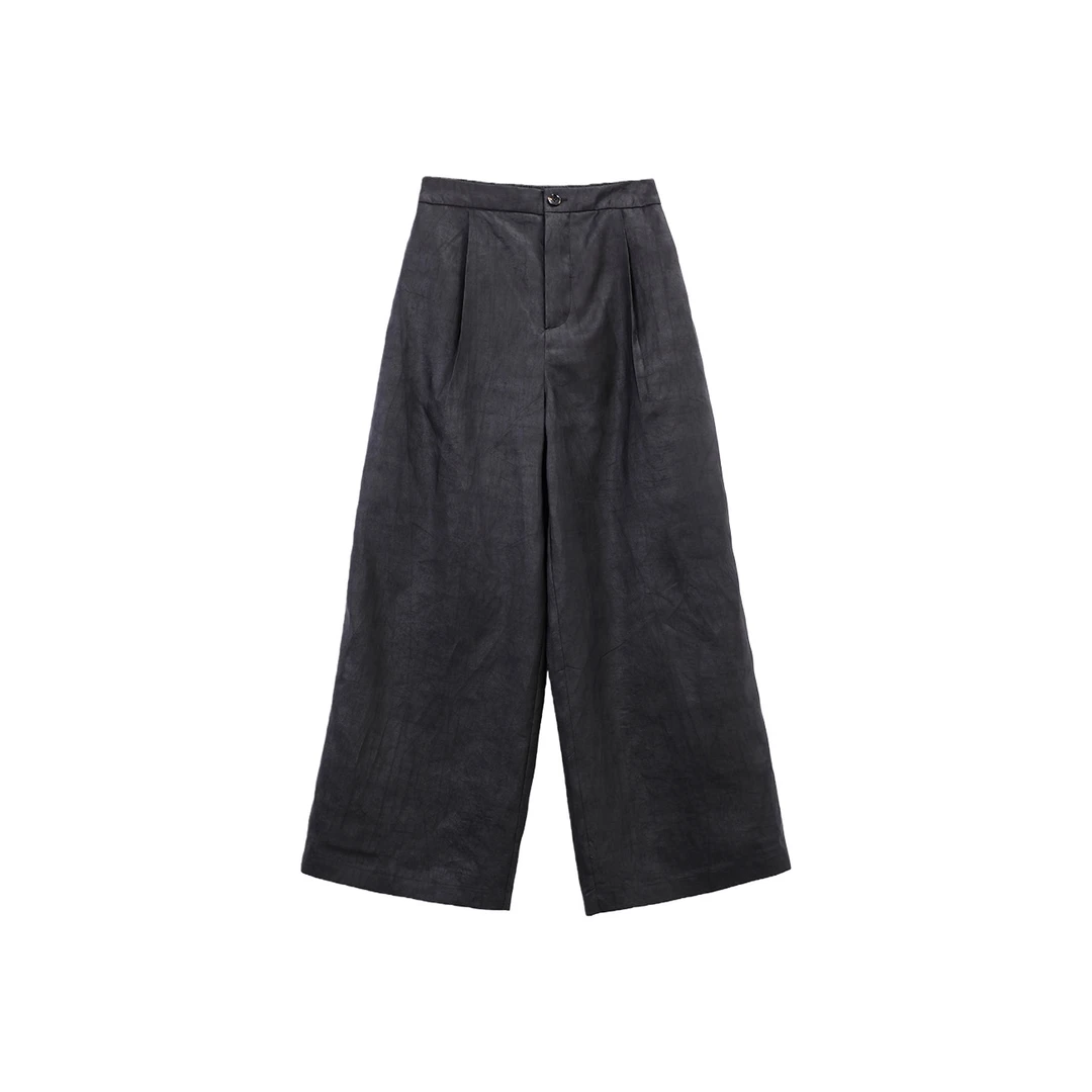 李 新中式国风 2681993 黑色龟纹时尚百搭冬款香云纱棉裤阔腿裤 M