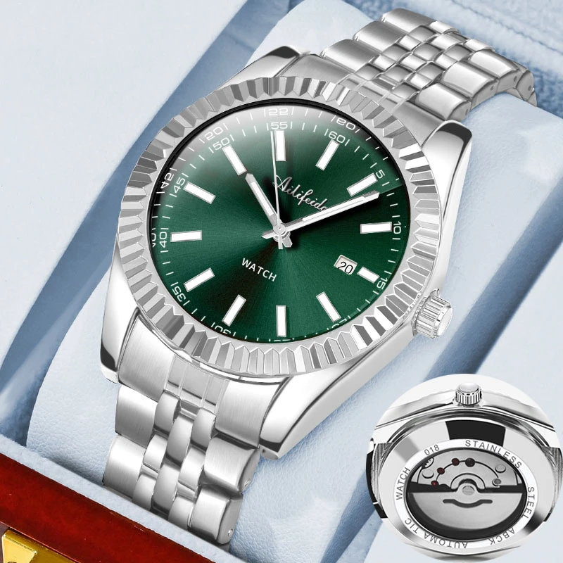 瑞士正品全自动机械表日志男士手表大背透防水夜光日历高档男名表