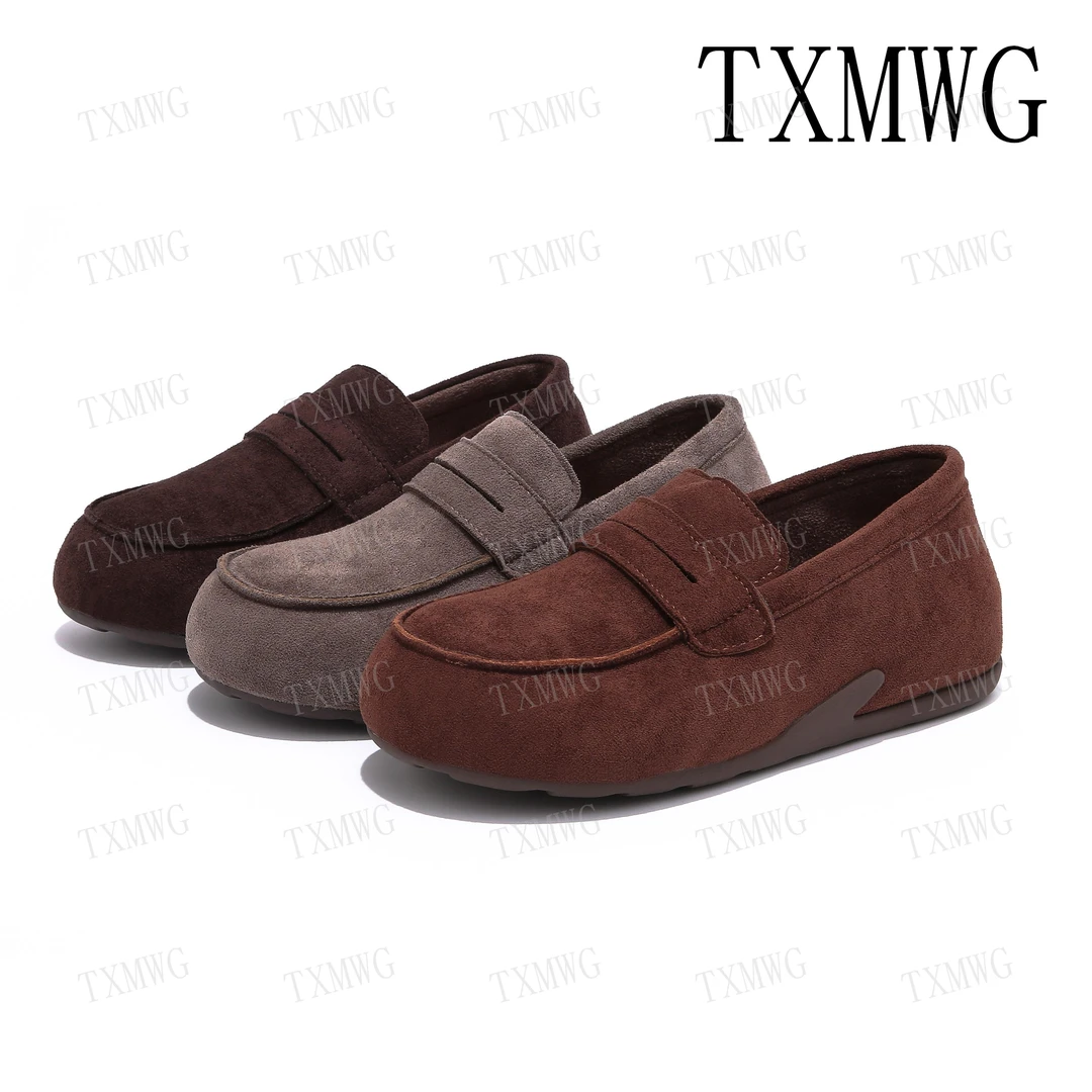 TXMWG 4公分Row小皮鞋棕色复古单鞋英伦乐福鞋女鞋6078