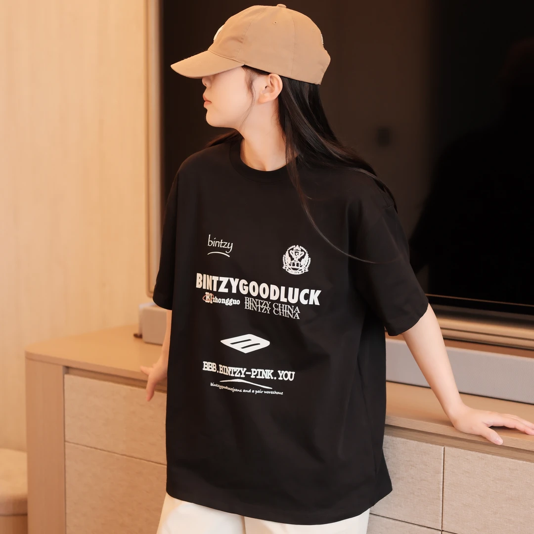 【CDG】2025夏季新款男士双纱纯棉短袖T恤美式休闲情侣潮牌印花上衣