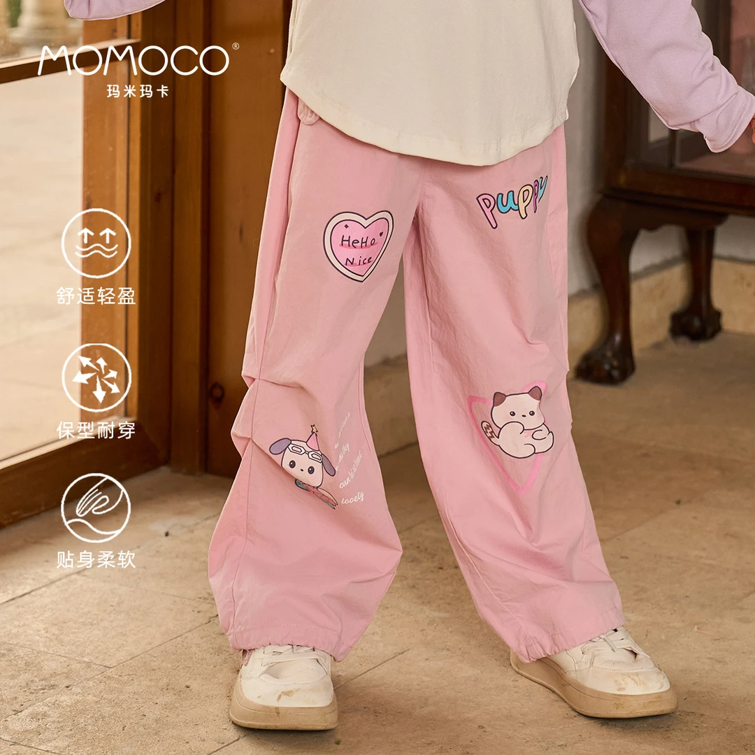 MOMOCO春秋女童韩版时尚涂鸦工装裤77580354004