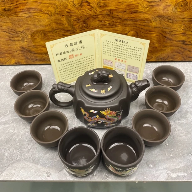 龙凤呈祥四方 一壶八杯套装