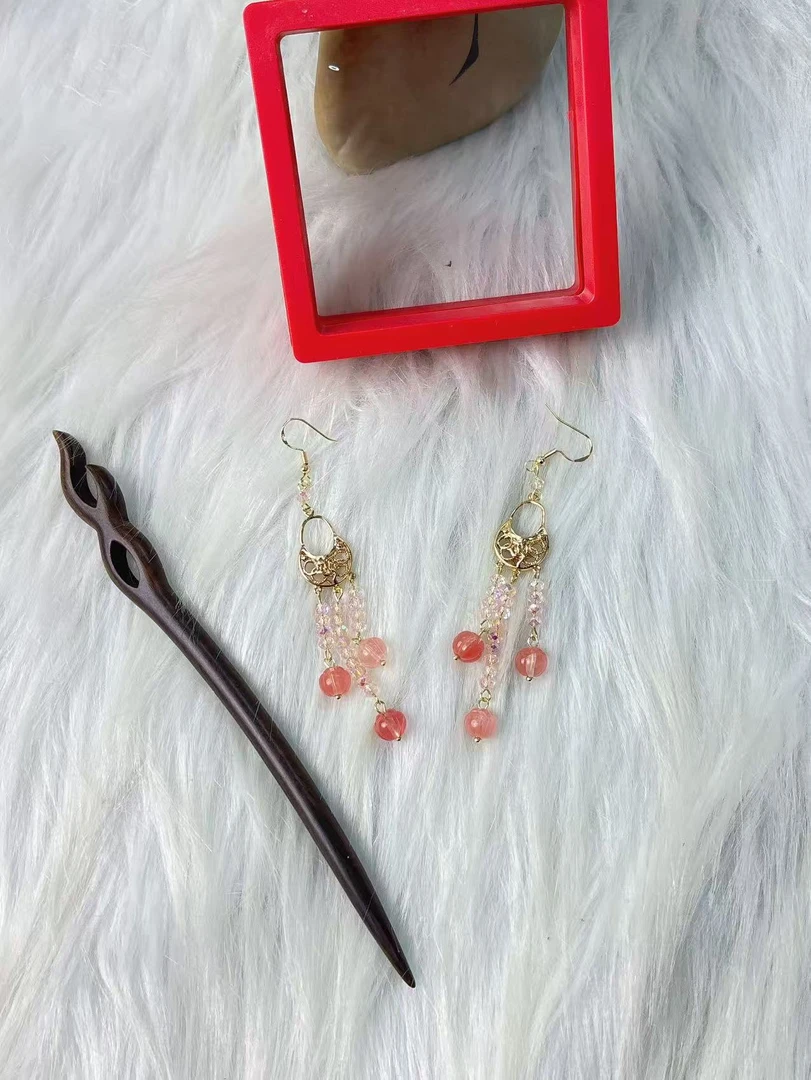 炑歌K431原创粉色流苏(耳)一对时尚百搭款发簪