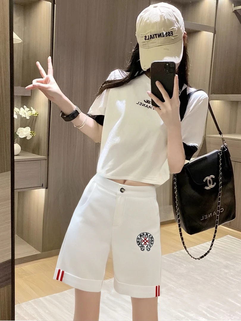 轻奢牛仔裤短裤刺绣白色时尚休闲百搭夏季潮流57496#