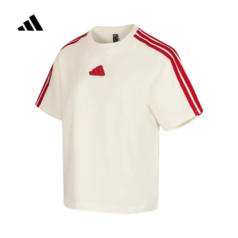 adidas阿迪达斯女子CW SS TEE针织无领短T恤JW6664