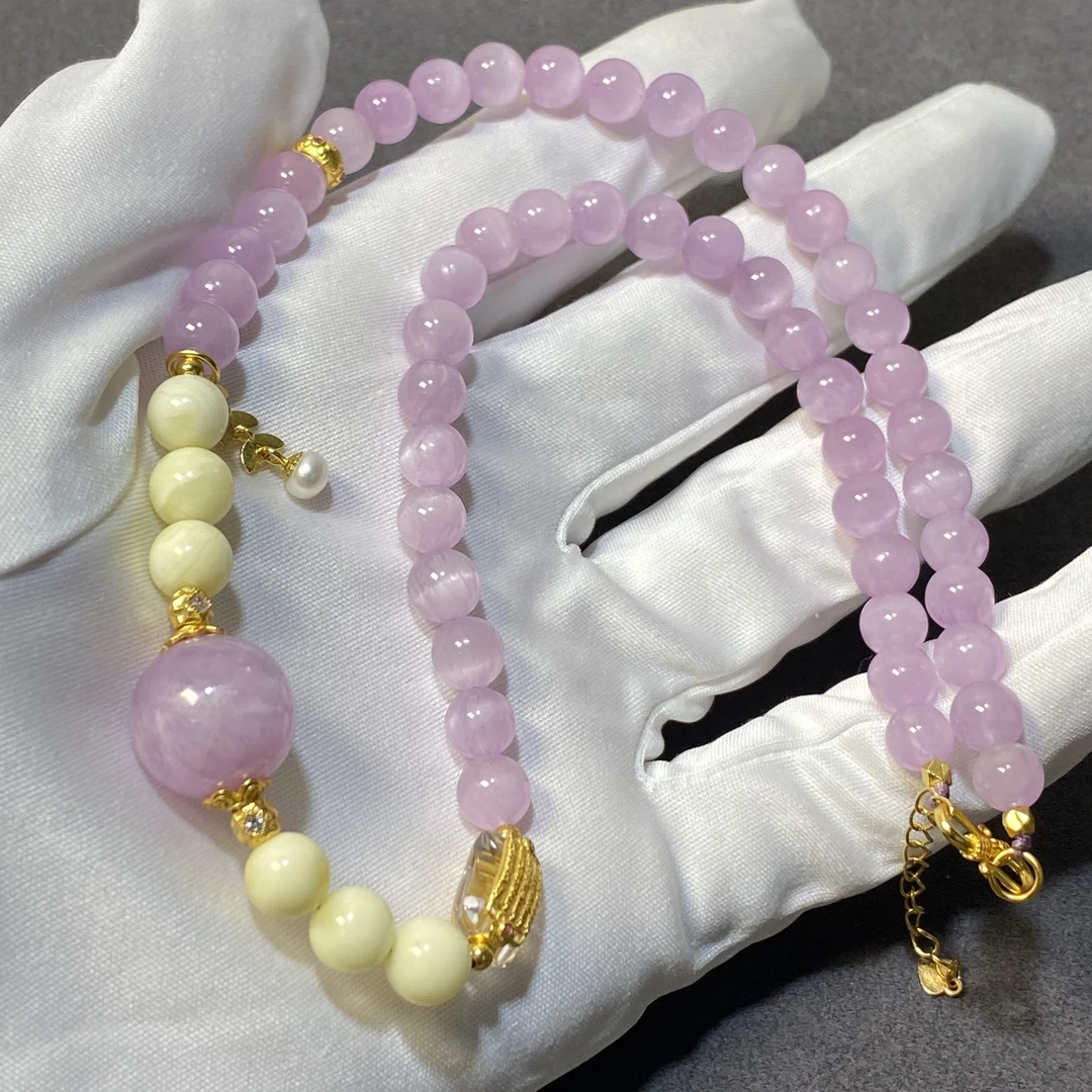 【亿轩珠宝】QX0671紫锂辉公主链diy白蜡&水晶6-13mm+