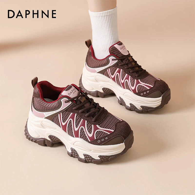 Daphne/达芙妮小个子增高老爹鞋女德训鞋厚底百搭时尚休闲运动鞋