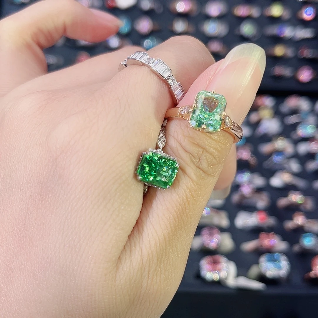 莫桑石非金属SH K枚长方绿冰花（换如图深绿冰花）-15