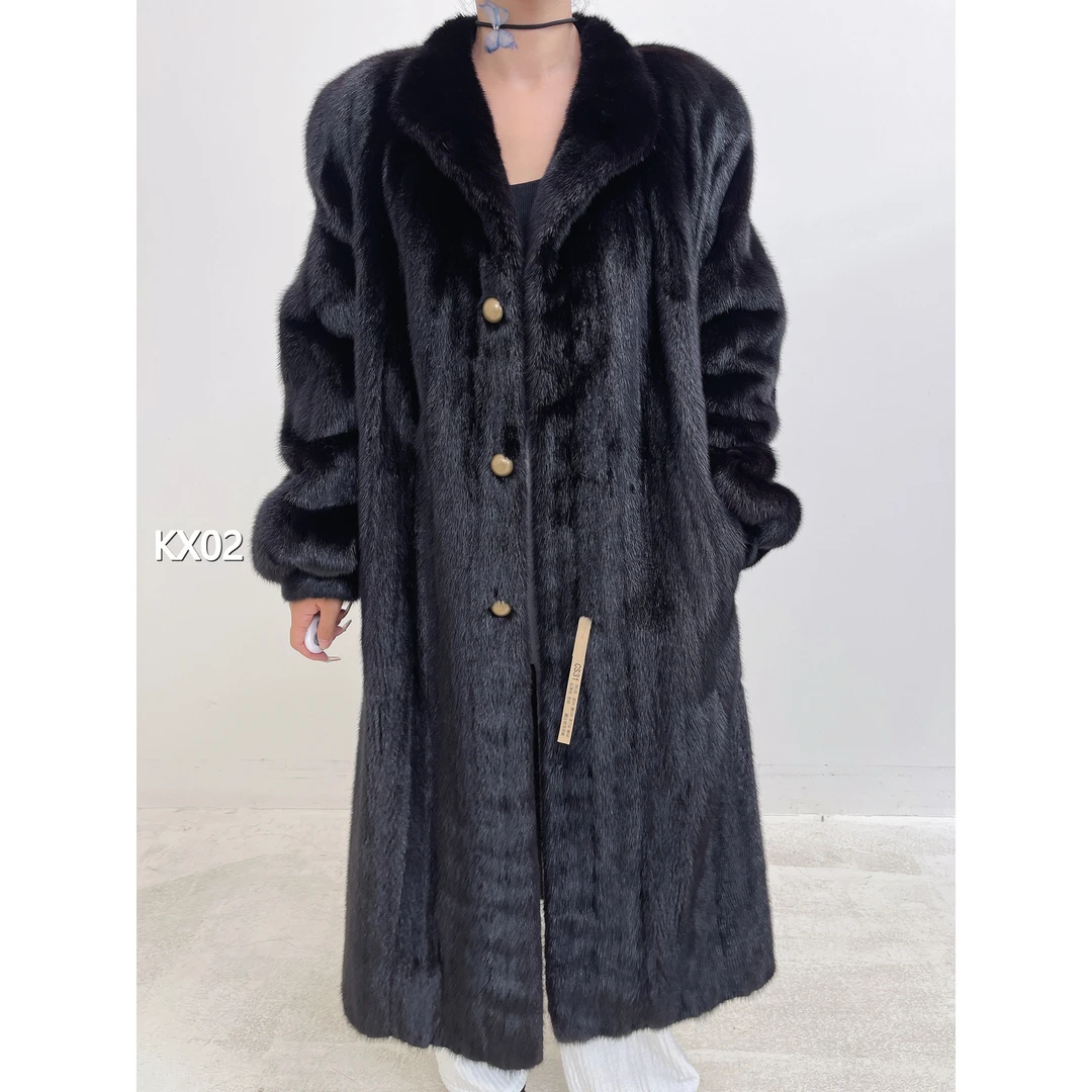 【KX02】3XL 红黑色超长款全抽貂皮（肩44胸120衣116袖60）46002
