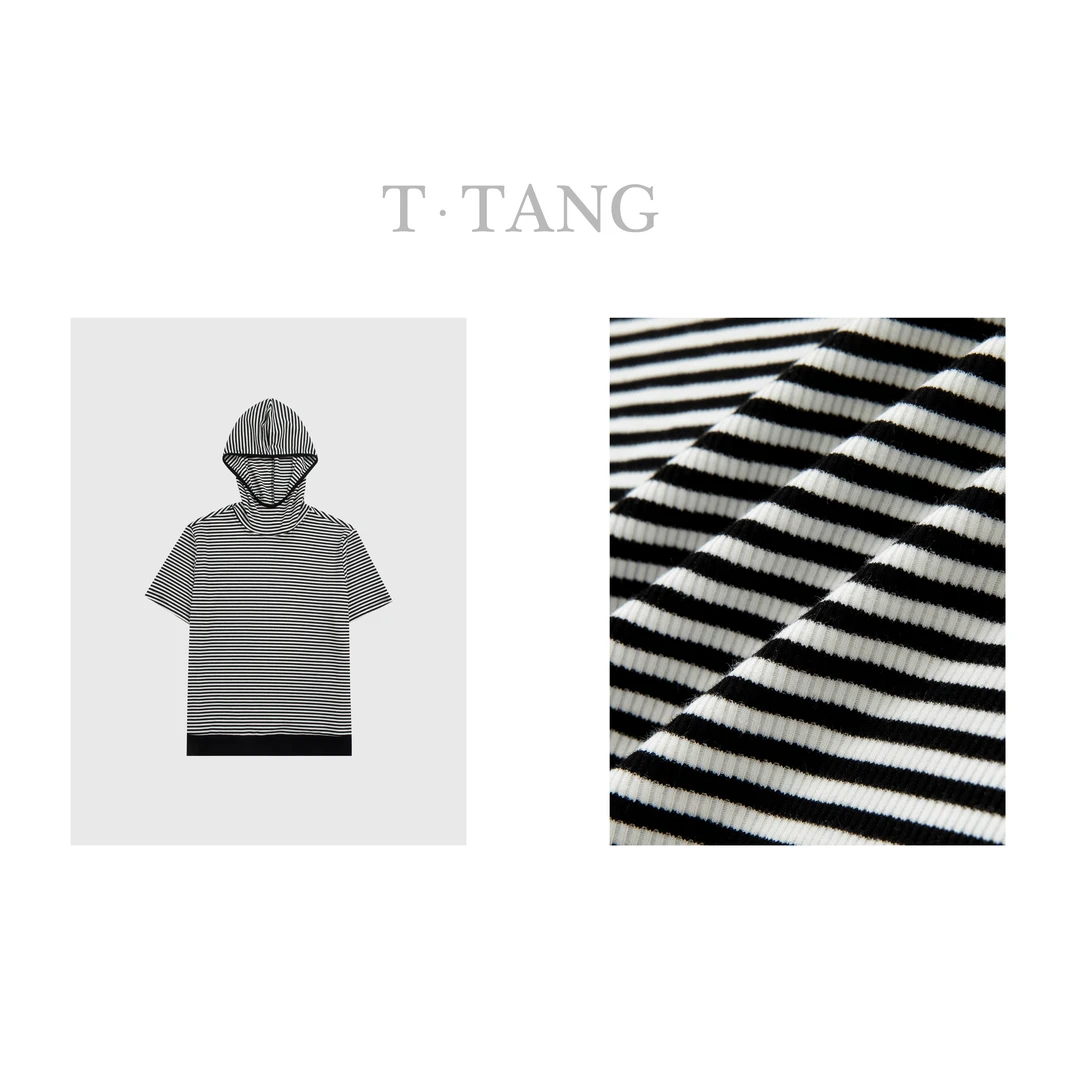 FL春夏款32支双色双纱精品螺纹棉休闲百搭宽松连帽T恤【6283】