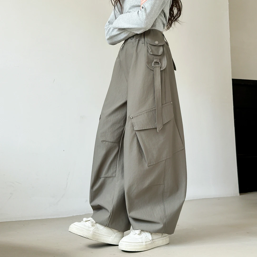 儿童秋装2025年新款大女童装弯刀裤子休闲工装裤春秋款阔腿直筒裤