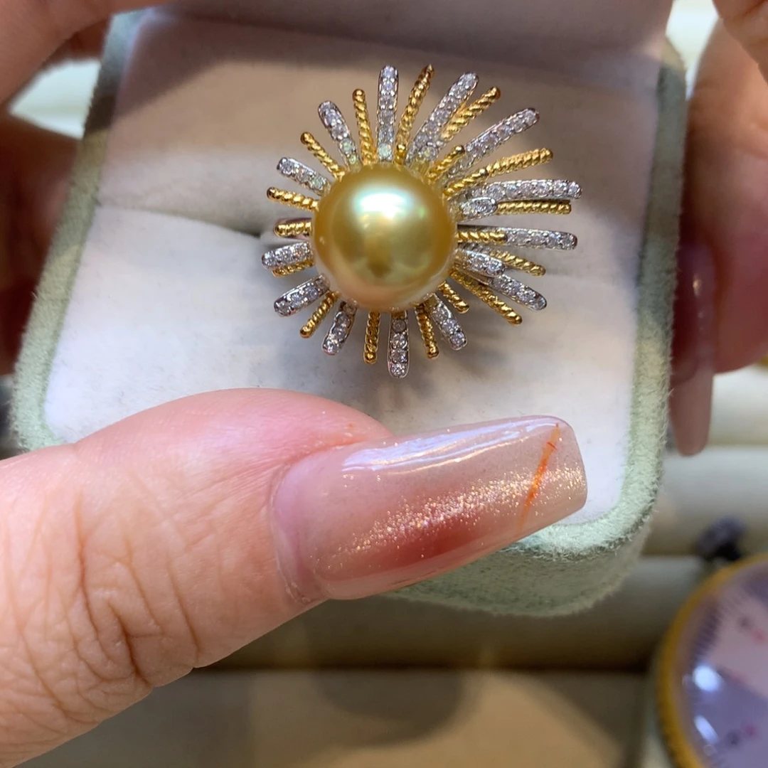 银S925镶嵌戒指海水珍珠