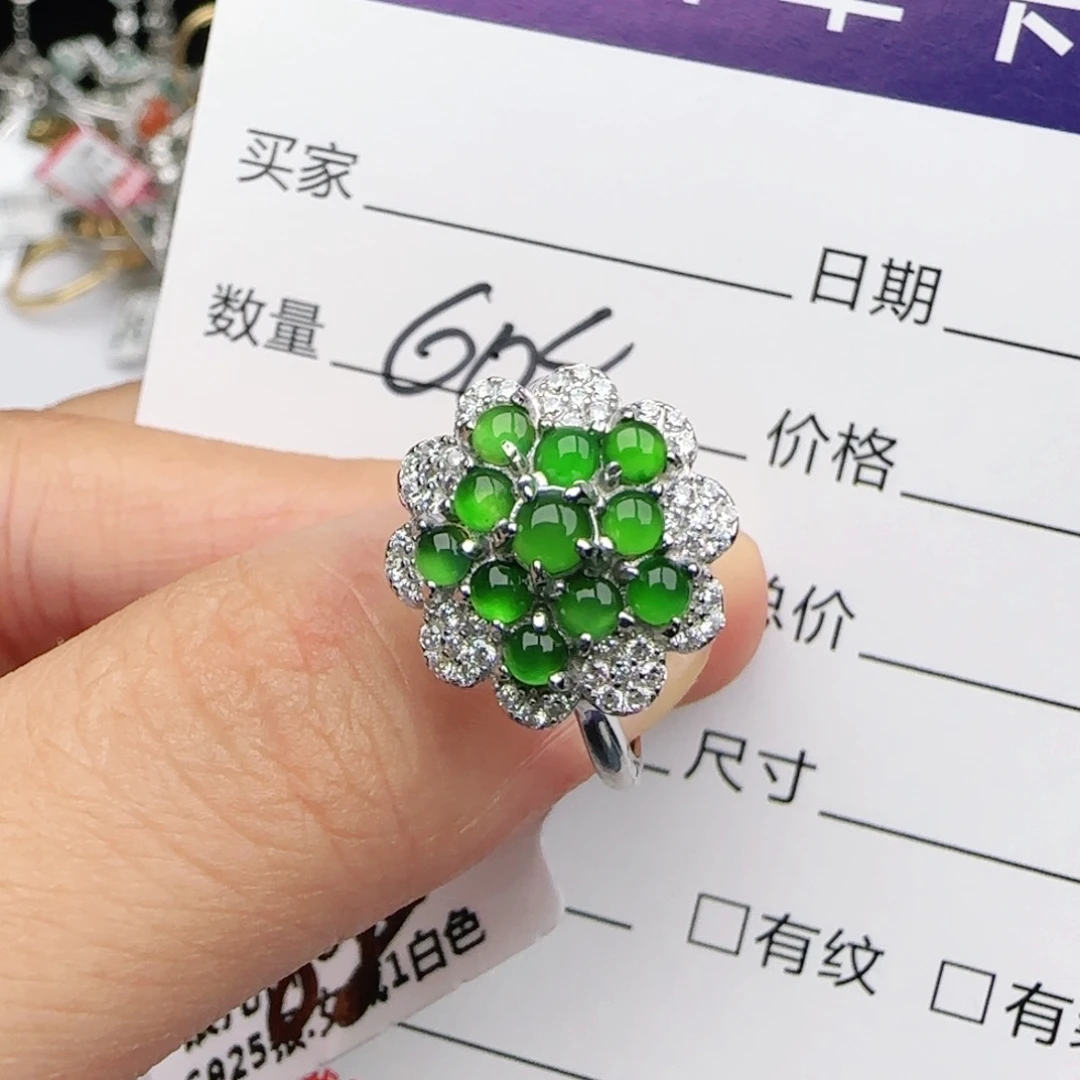 翡翠戒指银S925镶嵌戒指