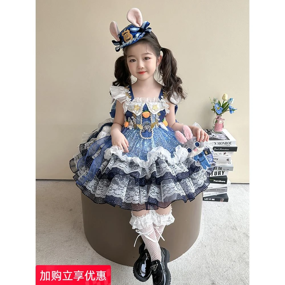 女童连衣裙夏装2025新款儿童洛丽塔公主裙女宝宝夏季兔子警官裙子
